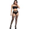 Black Fishnet Suspender Stockings With A Star Motif
