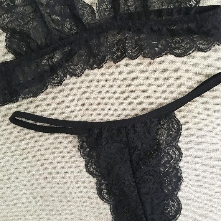 Black Lace Embroidered Bra and Panty Set