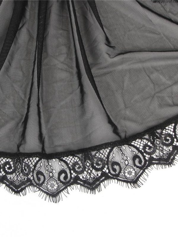 Flirtatious Black Lace Sexy Babydoll Nightwear Lingerie Set
