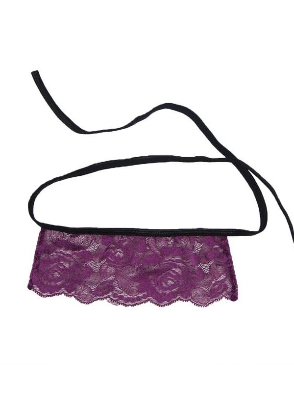 Purple Lace Bustier Lingerie Set with Eyemask