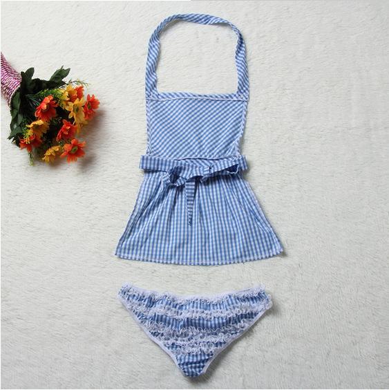 Sexy Cosplay Apron in Blue and White Check