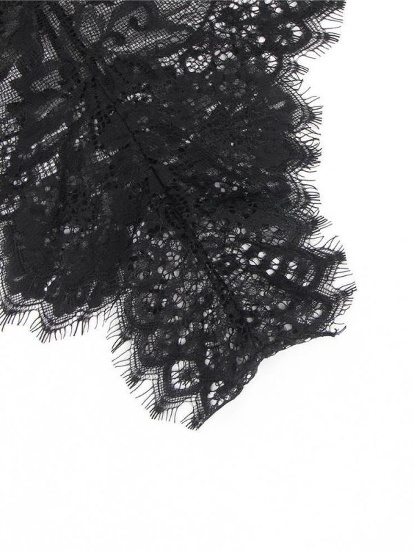 Sophisticated Sheer One-shoulder Black Lace Bodysuit