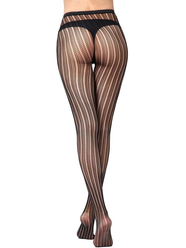 Super Sexy Black Stripe Fishnet Pantyhose